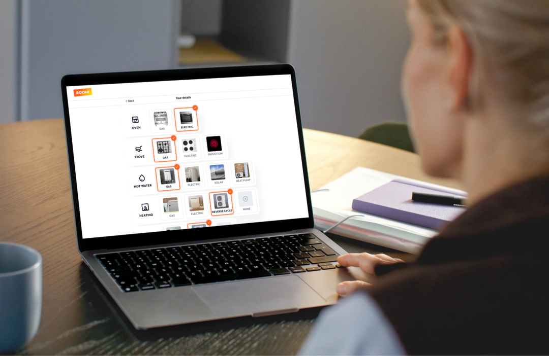 Product selection screen on the BOOM! Power platform